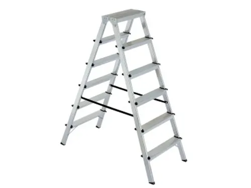 dubbele aluminium ladder beide zijden 2x6treden bordes H 1 3m