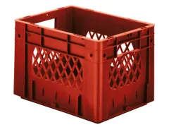 Euronorm Stapelkrat Rood 270x400x300mm 23.3l Opengewerkt/Bodem Gesl.