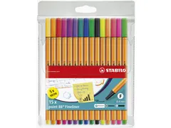 Fineliner Stabilo Point 88 0.4mm 15 Stuks Assorti Inclusief 5X Neon