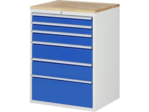 ladekast 1035x770x650mm 6laden cilinderslot RAL7035 RAL5010 beuken
