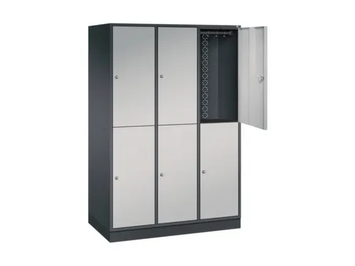 Dubbeldekse garderobekast,HxBxD 1950x1220x600mm,3x2vak.,vak B 360mm