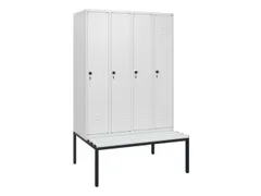 locker met bank,HxBxD 1950x1200x815mm,4vak,vak B 300mm,draaigrendel