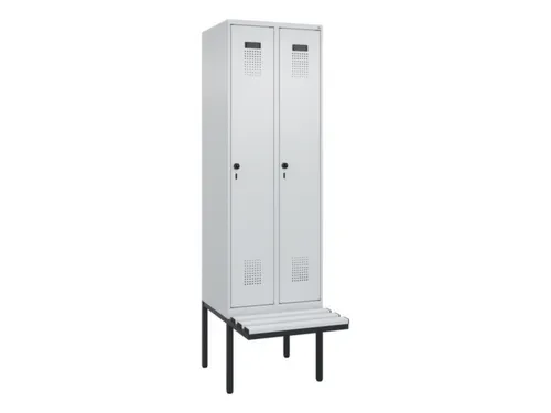 locker met bank,voor scheiding van kleding,HxBxD 2120x600x815mm,2vak