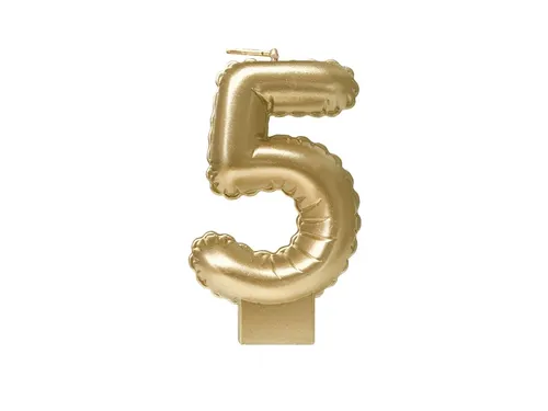 Verjaardagskaars cijfer 5 Folieballon Goud 10cm