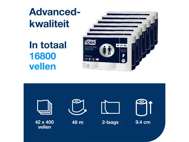 Toiletpapier Tork T4 Advanced 2-laags 400 vel wit 472168