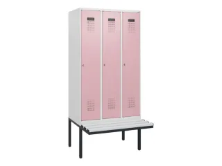 locker met bank,HxBxD 1950x900x815mm,3vak,vak B 300mm,cilinderslot - 2