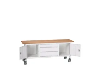werkbank,HxBxD 830x2000x600mm,multiplexblad,uitrusting: 3laden,2kasten - 1