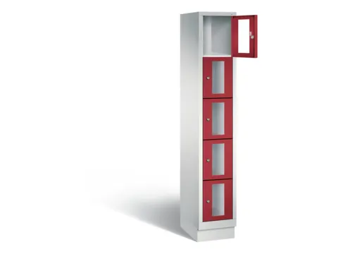 Lockerkast 1800x320x500mm 1x5 vakken Cilinderslot, Sokkel, RAL3003