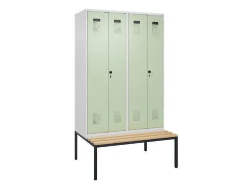 PBM-locker met bank,HxBxD 2120x1200x815mm,4vak,vak B 300mm