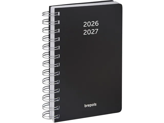 schoolagenda Wire-O zwart 1dag/1pagina 2025-2026
