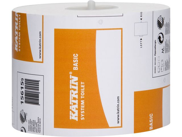 Katrin 156159 Basic Systeem Toiletpapier 1-laags Wit 918 Vel | ToiletHygieneShop.nl
