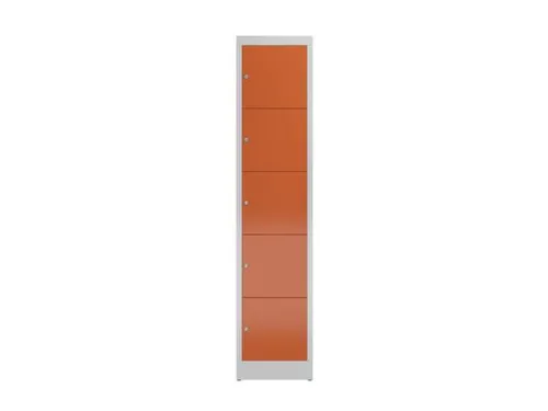 Lockerkast 1800x415x500mm 1x5 vakken cilinderslot, sokkel, RAL3000