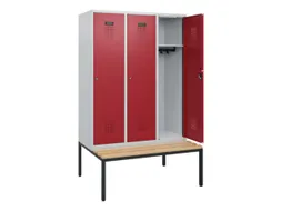 locker met bank,HxBxD 1950x1200x815mm,3vak,vak B 400mm,cilinderslot