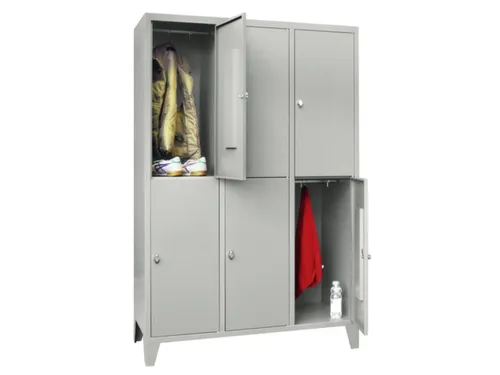 lockerkast,HxBxD 1850x1200x500mm,3x2vakken,RAL7035,front RAL7035