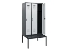 locker met bank,HxBxD 1950x900x815mm,3vak,vak B 300mm,draaigrendel
