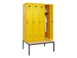 locker met bank,HxBxD 2120x1200x815mm,4vak,vak B 300mm,draaigrendel