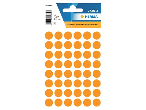 HERMA 1864 Multipurpose etiketten Rond 13mm Fluor Oranje 240 stuks