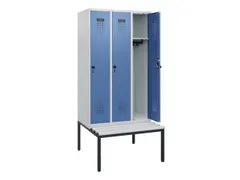 locker met bank,HxBxD 1950x900x815mm,3vak,vak B 300mm,draaigrendel