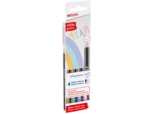 Fineliner edding 1200 fijn glitter pastel assorti set à 4 stuks