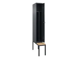 locker met bank,voor scheiding van kleding,HxBxD 2120x300x815mm,1vak