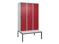 locker met bank,HxBxD 2120x1200x815mm,3vak,vak B 400mm,draaigrendel