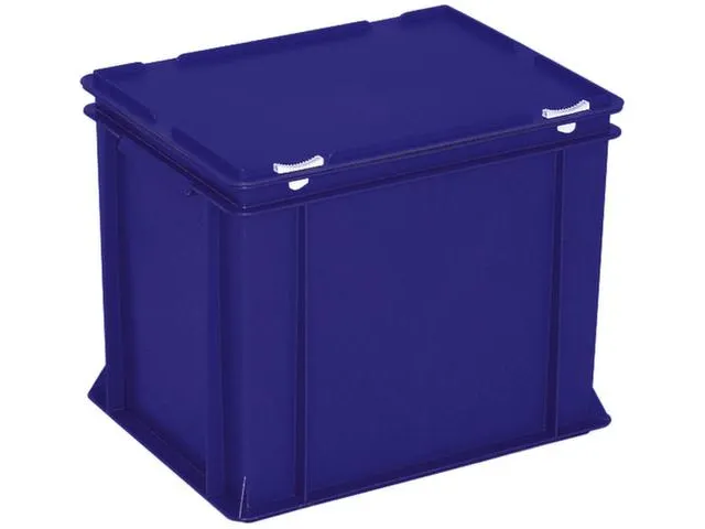 Euronorm Stapelkrat Hxlxb 330x400x300mm 31l Met Deksel Blauw