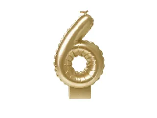 Verjaardagskaars cijfer 6 Folieballon Goud 10cm - 1