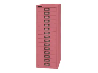 kantoor-ladekast HxBxD 860x279x380mm 15 laden romp + front pink staal - 1