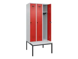 locker met bank,HxBxD 2120x900x815mm,3vak,vak B 300mm,draaigrendel