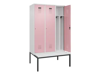 locker met bank,voor scheiding van kleding,HxBxD 2120x1200x815mm,3vak - 1