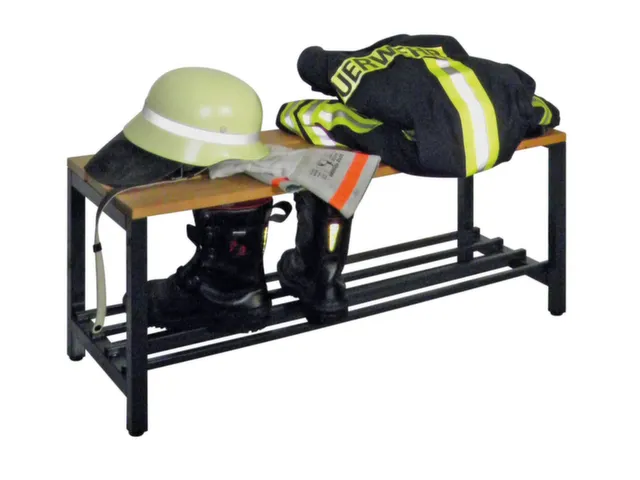 omkleedbank,LxD 1000x370mm,houten lijst beuken,onderstel RAL9010