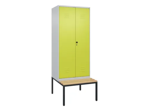 PBM-locker met bank,HxBxD 2120x800x815mm,2vak,vak B 400mm,draaigrendel