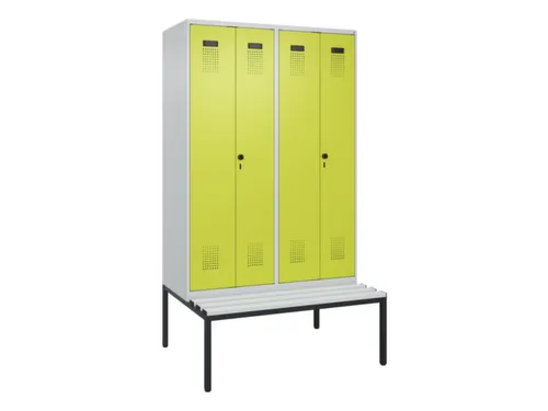 PBM-locker met bank,HxBxD 2120x1200x815mm,4vak,vak B 300mm