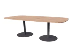 Linesto vergadertafel 240x120 deens ovaal hav/kers 25mm zwart