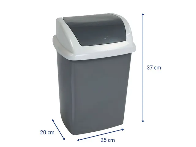 9521087 Afvalbak MAULswing 10L kunststof 25x20x37cm donkergrijs