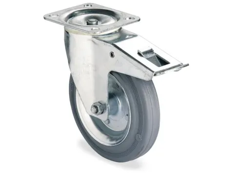 Zwenkwiel 205kg Dubbele Vastzetter Rubberen Band Grijs Staalplaat-Velg