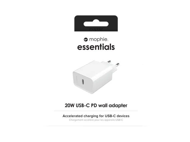 mophie essentials 20W USB-C PD wall adapter, Binnen, AC, Wit