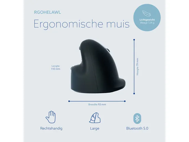 Ergonomische muis R-Go HE Break Large Rechts draadloos Zwart