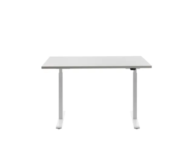 Elektrisch ihv bureau,HxBxD 700-1200x1200x800mm,blad grijs,T-voet wit