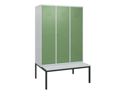locker met bank,HxBxD 1950x1200x815mm,3vak,vak B 400mm,cil.-slot