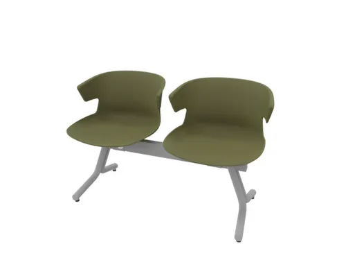 Wachtkamerbank 2Zittingen Kunststof Kuipen Groen Frame Antraciet