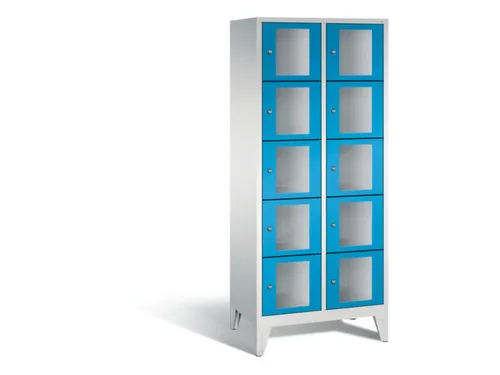 Lockerkast 1850x810x500mm 2x5 vakken Cilinderslot Poten, RAL5012