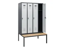 locker met bank,HxBxD 1950x1200x815mm,4vak,vak B 300mm,draaigrendel