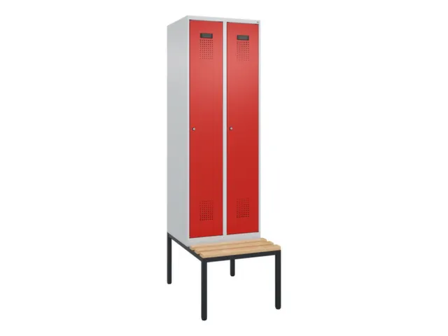 locker met bank,voor scheiding van kleding,HxBxD 2120x600x815mm,2vak