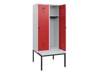 locker met bank,HxBxD 1950x800x815mm,2vak,vak B 400mm,draaigrendel - 1