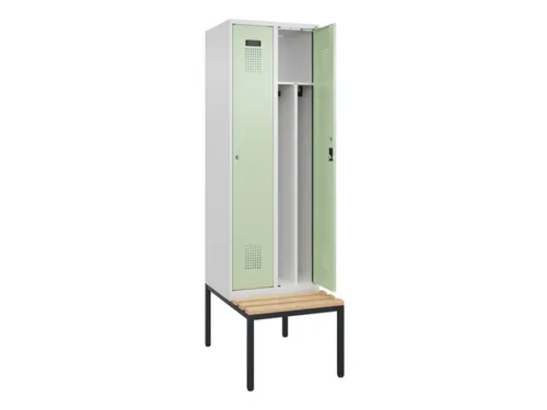 locker met bank,voor scheiding van kleding,HxBxD 2120x600x815mm,2vak