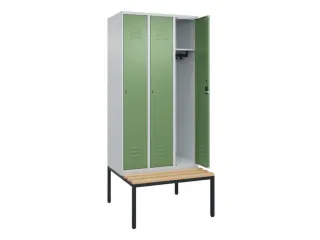 locker met bank,HxBxD 2120x900x815mm,3vak,vak B 300mm,cil.-slot - 2
