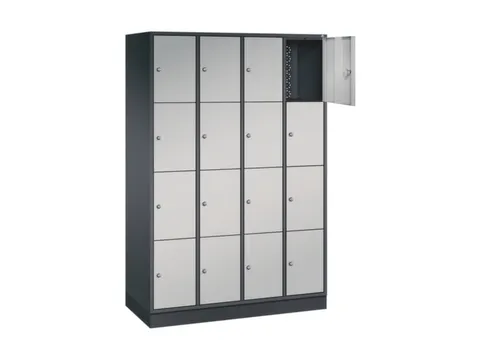 lockerkast,HxBxD 1950x1220x500mm,4x4vakken,cil.-slot,sokkel