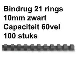 Bindrug Fellowes 10mm 21-rings A4 zwart 100stuks