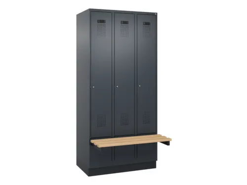 locker met bank,HxBxD 1950x900x815mm,3vak,vak B 300mm,cilinderslot
